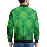 Green Playing Card Suits Pattern Print Men's Bomber Jacket