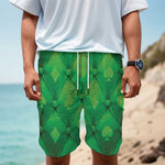 Green Playing Card Suits Pattern Print Men's Cargo Shorts
