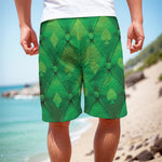 Green Playing Card Suits Pattern Print Men's Cargo Shorts