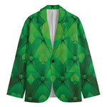 Green Playing Card Suits Pattern Print Men's Cotton Blazer