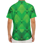 Green Playing Card Suits Pattern Print Men's Deep V-Neck Shirt