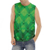 Green Playing Card Suits Pattern Print Men's Fitness Tank Top
