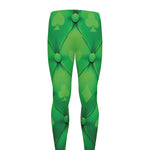 Green Playing Card Suits Pattern Print Men's leggings