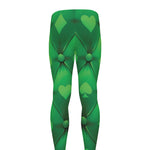 Green Playing Card Suits Pattern Print Men's leggings