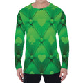 Green Playing Card Suits Pattern Print Men's Long Sleeve T-Shirt
