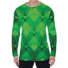 Green Playing Card Suits Pattern Print Men's Long Sleeve T-Shirt