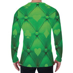 Green Playing Card Suits Pattern Print Men's Long Sleeve T-Shirt