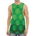 Green Playing Card Suits Pattern Print Men's Muscle Tank Top