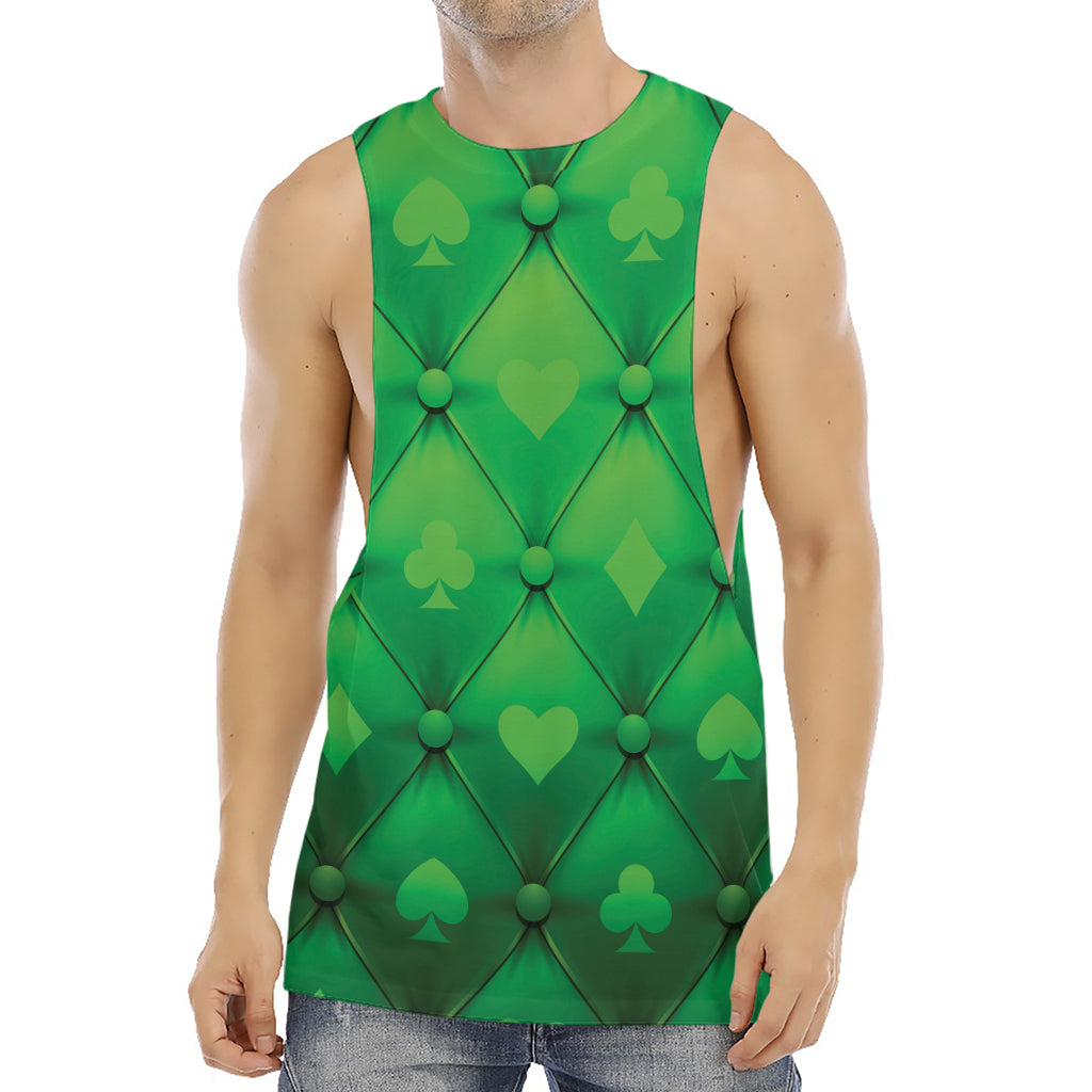 Green Playing Card Suits Pattern Print Men's Muscle Tank Top