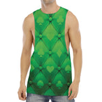 Green Playing Card Suits Pattern Print Men's Muscle Tank Top