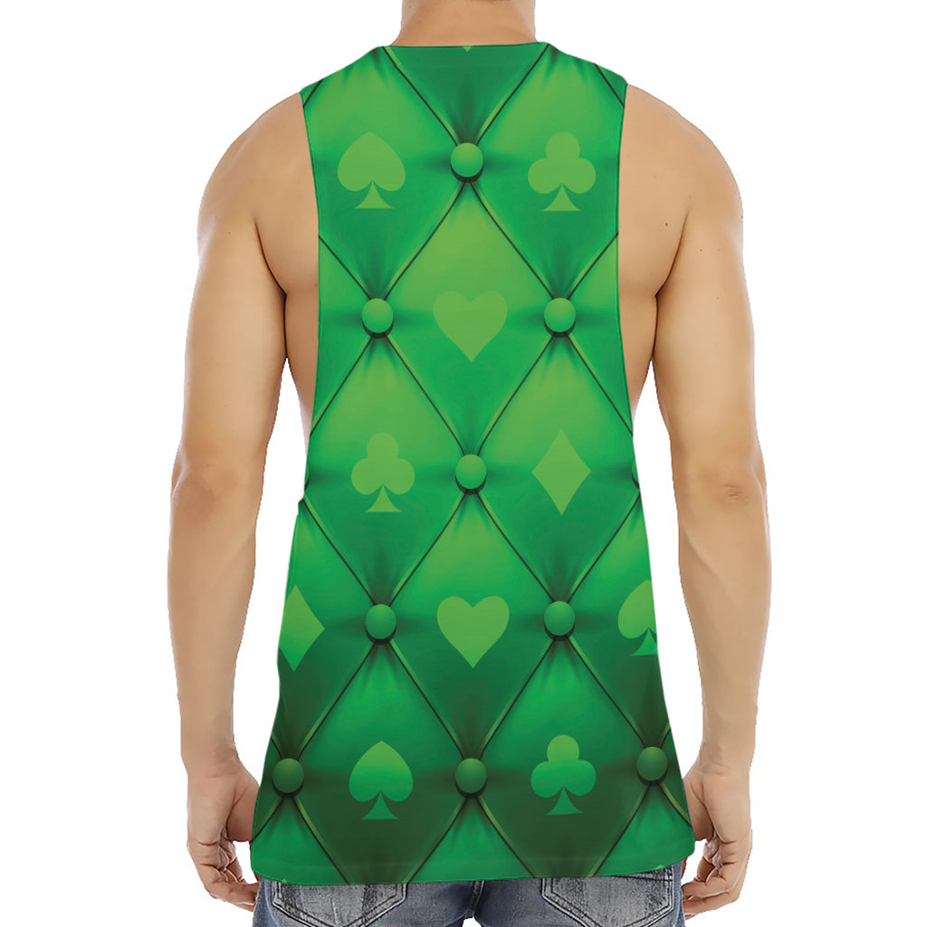 Green Playing Card Suits Pattern Print Men's Muscle Tank Top