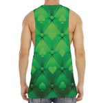 Green Playing Card Suits Pattern Print Men's Muscle Tank Top