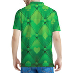 Green Playing Card Suits Pattern Print Men's Polo Shirt