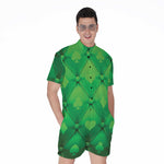 Green Playing Card Suits Pattern Print Men's Rompers