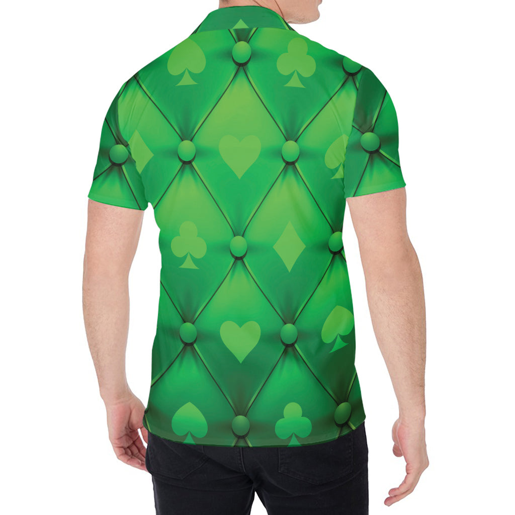 Green Playing Card Suits Pattern Print Men's Shirt