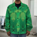 Green Playing Card Suits Pattern Print Men's Shirt Jacket