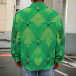 Green Playing Card Suits Pattern Print Men's Shirt Jacket