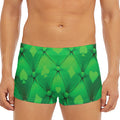 Green Playing Card Suits Pattern Print Men's Short Boxer Briefs