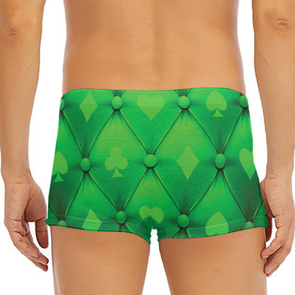 Green Playing Card Suits Pattern Print Men's Short Boxer Briefs