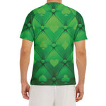 Green Playing Card Suits Pattern Print Men's Short Sleeve Rash Guard