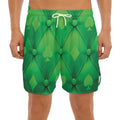 Green Playing Card Suits Pattern Print Men's Split Running Shorts