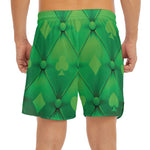 Green Playing Card Suits Pattern Print Men's Split Running Shorts