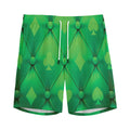 Green Playing Card Suits Pattern Print Men's Athletic Shorts