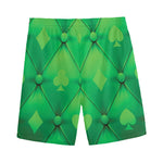 Green Playing Card Suits Pattern Print Men's Sports Shorts