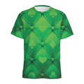 Green Playing Card Suits Pattern Print Men's Athletic T-Shirt