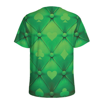 Green Playing Card Suits Pattern Print Men's Sports T-Shirt