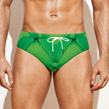 Green Playing Card Suits Pattern Print Men's Swim Briefs