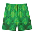 Green Playing Card Suits Pattern Print Men's Swim Trunks