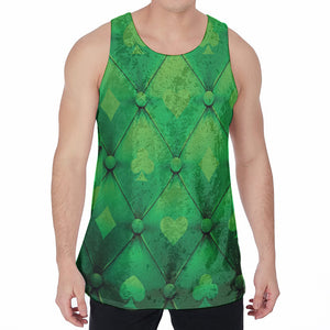 Green Playing Card Suits Pattern Print Men's Velvet Tank Top