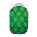 Green Playing Card Suits Pattern Print Mesh Laundry Hamper
