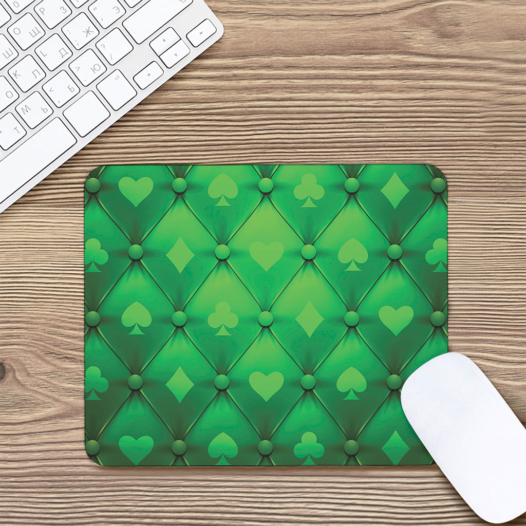 Green Playing Card Suits Pattern Print Mouse Pad