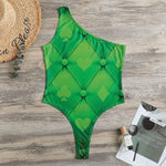 Green Playing Card Suits Pattern Print One Shoulder Bodysuit