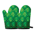 Green Playing Card Suits Pattern Print Oven Mitts