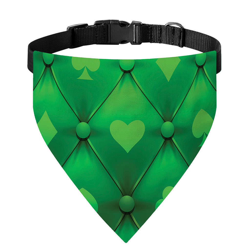 Green Playing Card Suits Pattern Print Over The Collar Dog Bandana