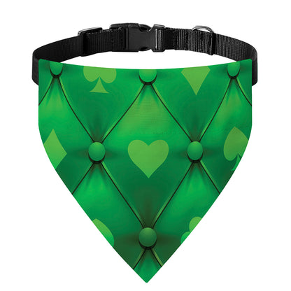 Green Playing Card Suits Pattern Print Over The Collar Dog Bandana