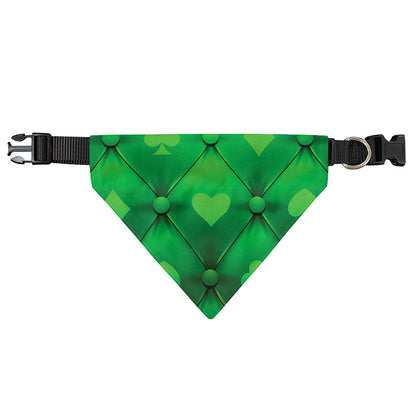 Green Playing Card Suits Pattern Print Over The Collar Dog Bandana