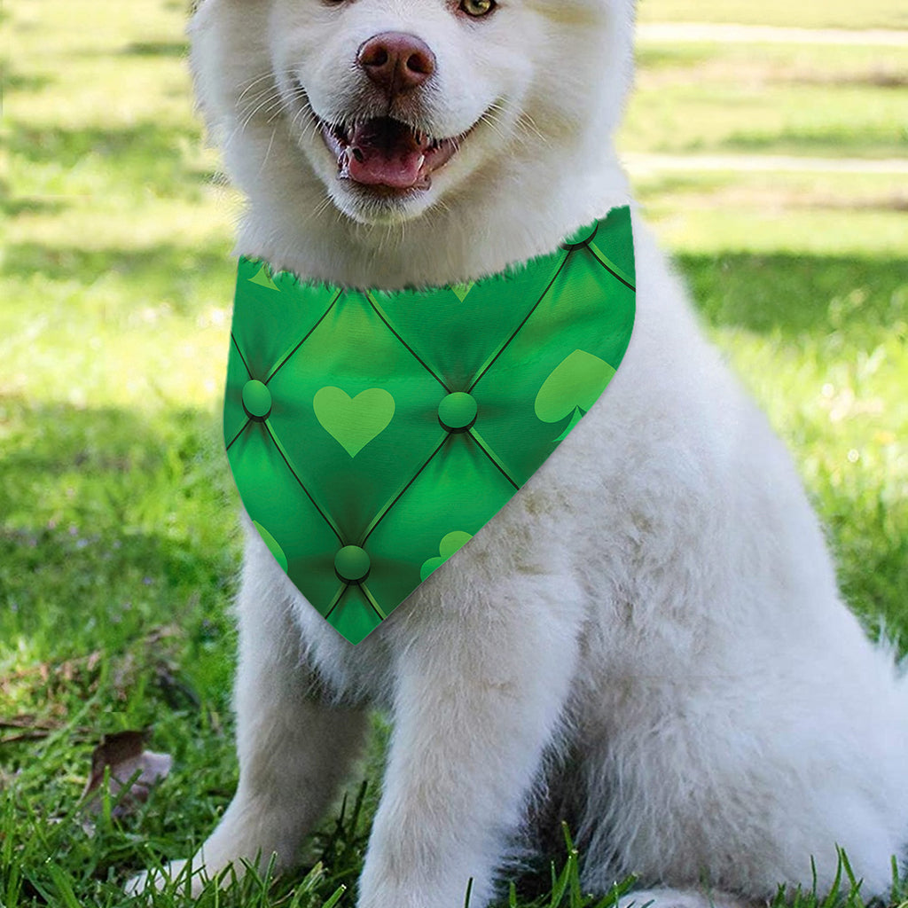 Green Playing Card Suits Pattern Print Over The Collar Dog Bandana
