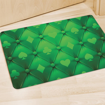 Green Playing Card Suits Pattern Print Polyester Doormat