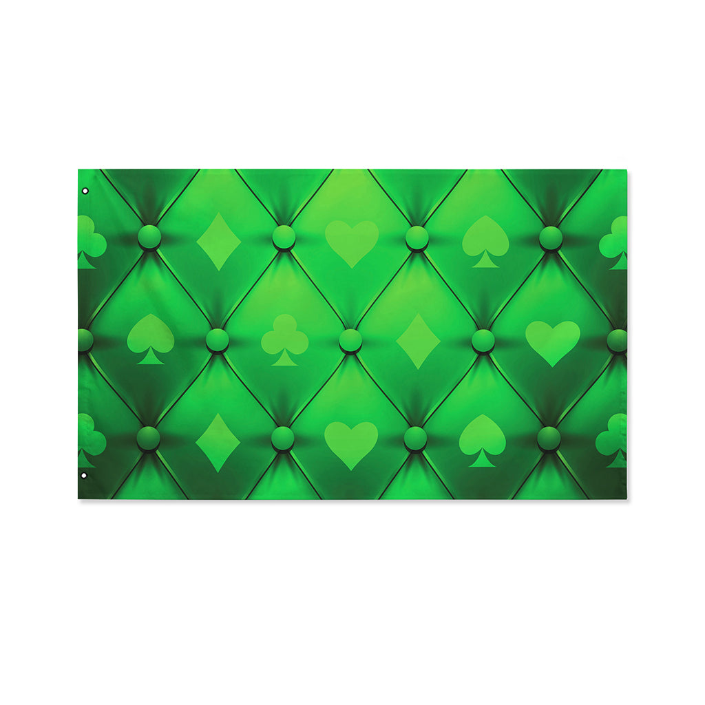 Green Playing Card Suits Pattern Print Polyester Flag