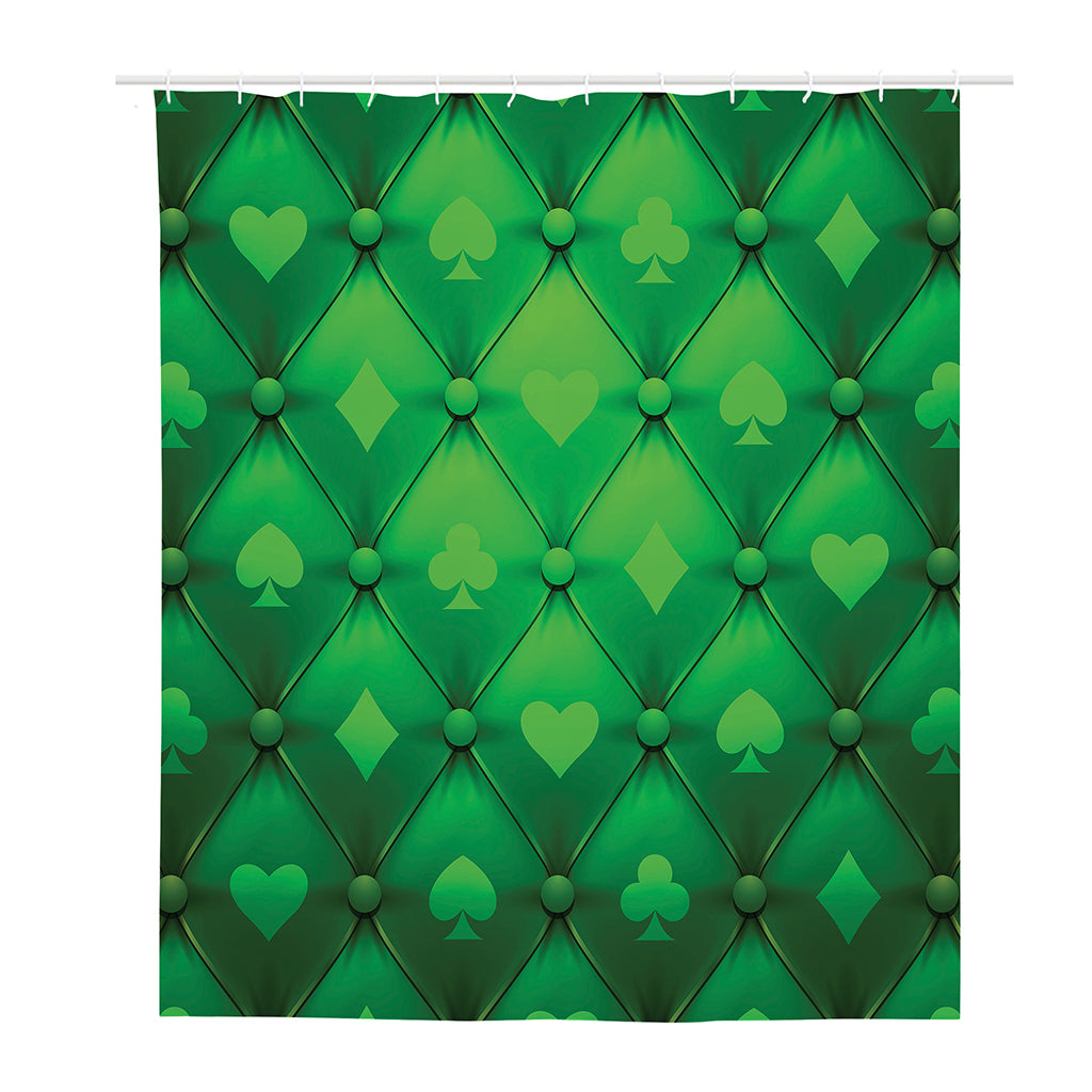 Green Playing Card Suits Pattern Print Polyester Shower Curtain