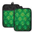 Green Playing Card Suits Pattern Print Pot Holders With Pocket