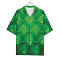 Green Playing Card Suits Pattern Print Rayon Hawaiian Shirt