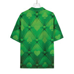 Green Playing Card Suits Pattern Print Rayon Hawaiian Shirt