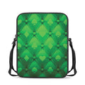 Green Playing Card Suits Pattern Print Rectangular Crossbody Bag