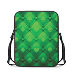 Green Playing Card Suits Pattern Print Rectangular Crossbody Bag