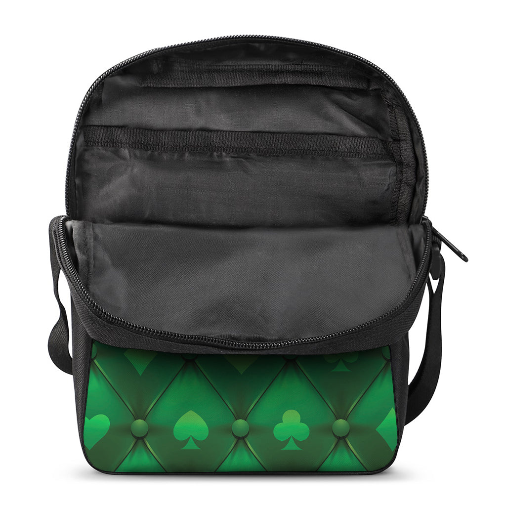 Green Playing Card Suits Pattern Print Rectangular Crossbody Bag